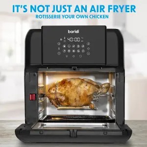 Baridi Air Fryer and Rotisserie, 10 Preset Programs, 1500W, 12L, Black & Silver