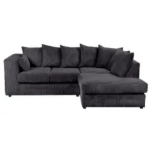 Lennox Jumbo Cord Corner Sofa Right hand facing Chaise Black