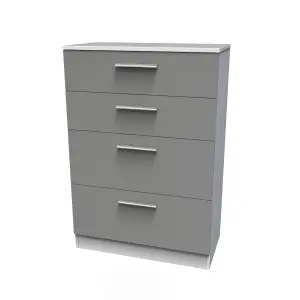 Trent 4 Drawer Deep Chest in Dusk Grey & White (Ready Assembled)