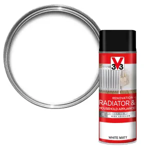 V33 Renovation White Matt Radiator & appliance paint, 400ml Spray can