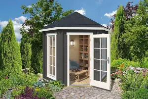 Inverness 44-Log Cabin, Wooden Garden Room, Timber Summerhouse, Home Office - L320 x W277.1 x H289.6 cm