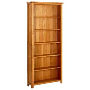 Berkfield 6-Tier Bookcase 80x22.5x180 cm Solid Oak Wood