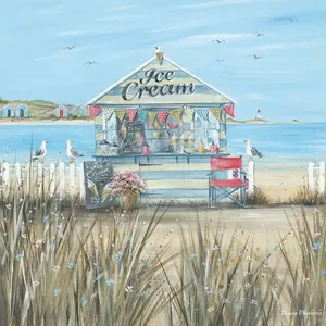 Diane Demirci Beach Ice Cream Canvas Print Blue/Brown (60cm x 60cm)