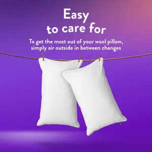 Wool Pillow with 100% Cotton Cover 2 Pack