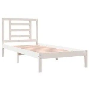 Berkfield Bed Frame White Solid Wood Pine 100x200 cm