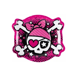 Amscan Pirate Party Plates (Pack of 8) Pink/Black/White (One Size)