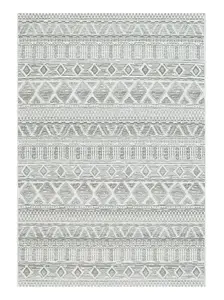 Silver Geometric Outdoor Rug, Geometric Stain-Resistant Rug For Patio, Garden, 5mm Modern Outdoor Rug-120cm X 170cm