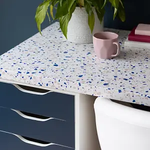 d-c-fix Terrazzo Blue Self Adhesive Vinyl Wrap Film for Kitchen Worktops and Furniture 2m(L) 45cm(W)