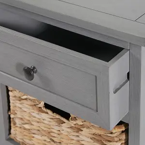 Grey Wood 2 Drawer 4 Basket Unit