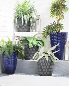 Set of 2 Plant Pots 35 cm Navy Blue FERIZA