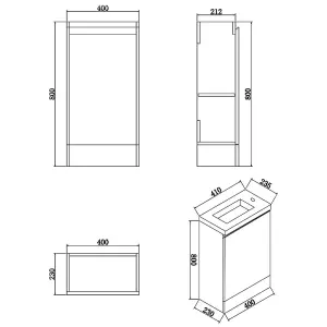 Aquarius Halite Waterproof Grey 400mm Vanity Unit and 1TH Basin