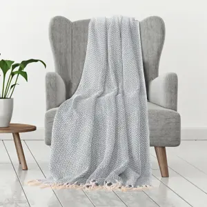 EHC Cotton Handwoven Reversible Single Sofa Throw Arm Chair Cover 125 x 150 cm - Grey