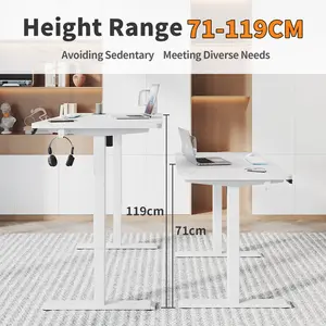 Hieronymus Electric Height Adjustable T-Shape Standing Desk White / White / 122 x 140 x 60 cm