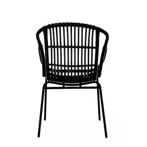 Interiors by Premier Black Natural Rattan Chair with Raised Sides, Rustless Rattan Chair, Easy Cleaning Rattan Armchair