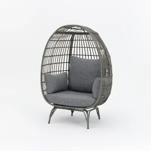 Antalya Egg Chair with Grey Cushions, Dark Grey