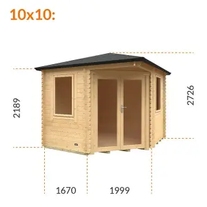 10ft x 10ft (2950mm x 2950mm) Horsforth "The Helena" 28mm Corner Log Cabin With 2 Windows