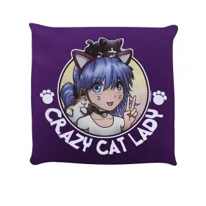 Grindstore Crazy Cat Lady Cushion Purple (One Size)