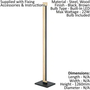 Floor Lamp Light Colour Black Brown Shade White Plastic Bulb LED 22W Included