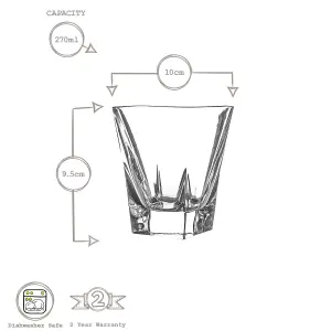 RCR Crystal - Fusion Glassware Set - Modern Cut Glass Cocktail Tumblers - 12pc