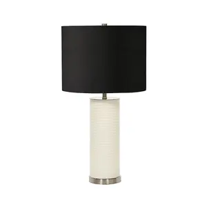 Luminosa Ripple Table Lamp with Round Shade, White with Black Shade