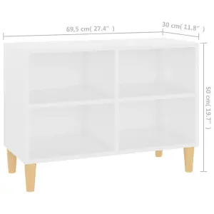 Berkfield TV Cabinet with Solid Wood Legs White 69.5x30x50 cm