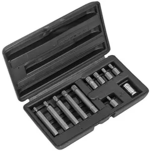 11pc SPLINE Socket & Bit Holder Set - 3/8" Square Drive Quick Change Short Long