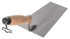 Toolty Bucket Trowel with Cork Handle 180mm Grinded Carbon Steel for Brickwork and Plastering Rendering Masonry DIY