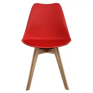 Soho Red Plastic Dining Chair with Squared Light Wood Legs