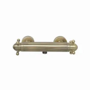 ENKI Gallant Antique Brass Traditional Brass Thermostatic Shower Bar Mixer Valve with Slider Rail Kit SH0591