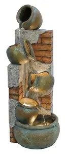 Aqua Creations Stockholm Pouring Pots Mains Plugin Powered Water Feature with Protective Cover