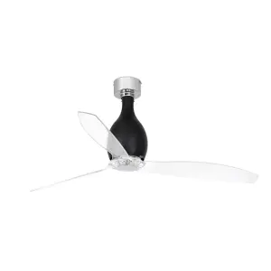 Luminosa Mini Medium Ceiling Fan Matt Black, Clear - Optional LED Light Sold Separately