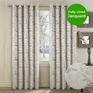 Home Curtains Lorenzo Fully Lined 65w x 54d" (165x137cm) Natural Eyelet curtains (PAIR)