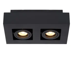 Lucide Xirax Modern Ceiling Spotlight - LED Dim to warm - GU10 - 2x5W 2200K/3000K - Black