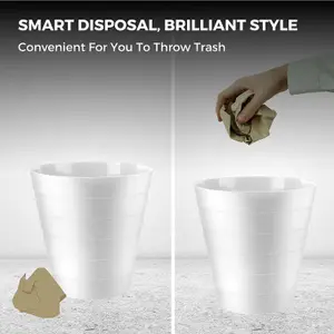 MantraRaj Pack Of 2 Plastic Waste Paper Bin 6L Round Waste Basket Trash Can Lightweight Rubbish Bin (White)