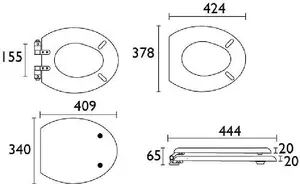 Heritage Toilet Seat Soft Close Chrome Hinges White Gloss TSWGL101SC