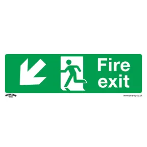 Sealey Safe Conditions Safety Sign Fire Exit Down Left Self-Adhesive SS34V1