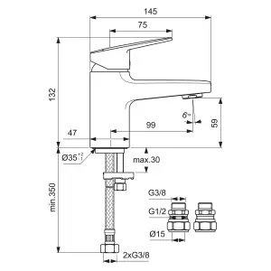 Ideal Standard Ceraplan Mini Chrome effect Square Basin Mono mixer Tap