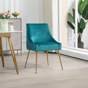 Set of 2 Lograto Velvet Dining Chairs - Teal