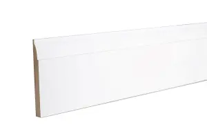 Primed White MDF Ovolo Skirting board (L)2400mm (W)144mm (T)14.5mm