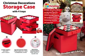 Christmas Tree 64 Bauble Decorations Box Bag Holder With 4 Removable Trays