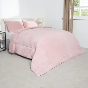 Teddy Fleece Coverless Duvet 10.5 TOG Pillowcase, Blush - Double