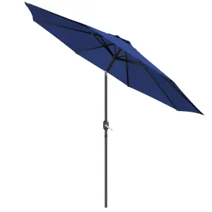 SunDaze 2.7M Blue Garden Parasol Sun Shade Umbrella with Crank Handle & Tilt Mechanism