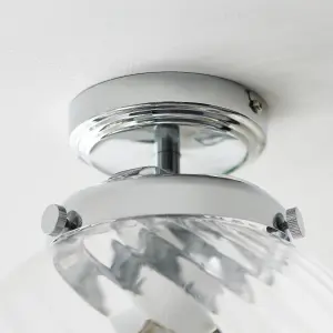 Anson Lighting Merida Bathroom Flush light finished in Chrome plate and clear spiral glass