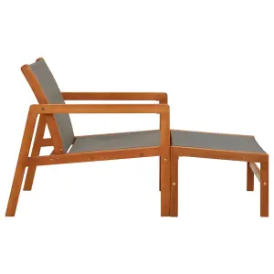 Berkfield Garden Chair with Footrest Grey Solid Eucalyptus Wood and Textilene