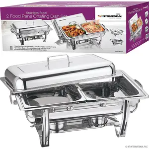 New 2 Pans Chafing Dish Set Stainless Steel 8.5l Party Cater Food Warmer Serving