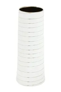 Interiors by Premier Haldis Large White Silver Stripe Ceramic Vase