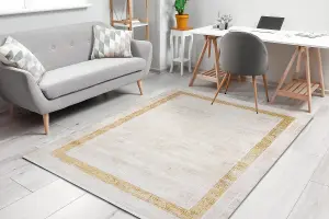 Modern carpet DUKE 51524 cream / gold - Frame, greek structured, very  120x170 cm