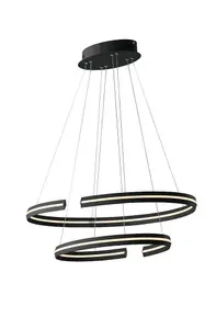 Luminosa Clarke Integrated LED Circular Ceiling Pendant - 80Cm, Black, 4000K