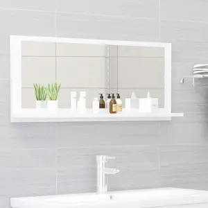 Dorlene Framed Wall Mounted Bathroom Mirror High Gloss White / 90 cm