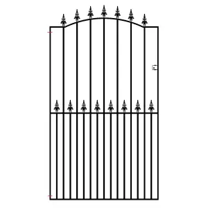 SAXA Spear Top Tall Bow Top Metal Garden Gate 1220mm GAP x 1990mm High SAZP36